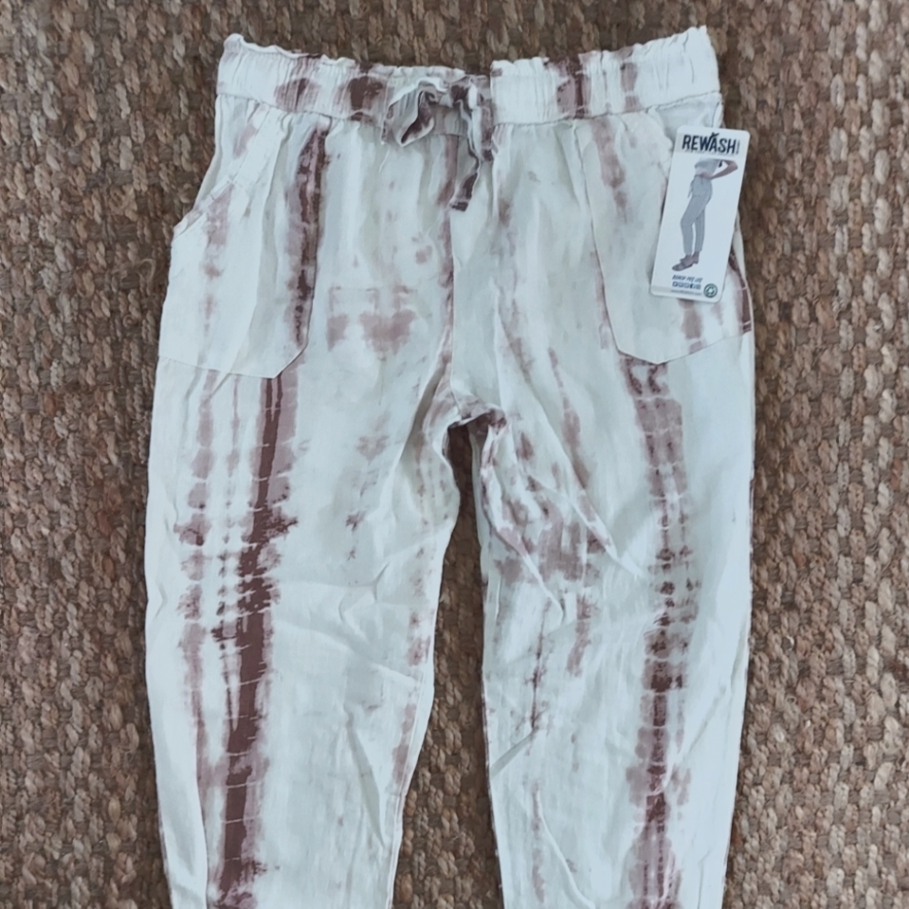 NWT Rewash Tie-Dye high rise linen blend pants